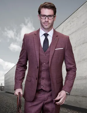 MCALLISTER MAUVE PLAID 3 PC MODERN FIT SUIT