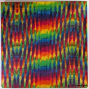 24"X24"X.75" Trippy Weaver Tie Dye on a Square Panel of Calcutta Cotton Stretched onto 24"X24" Stretcher Bars, Signed, Clear Coated