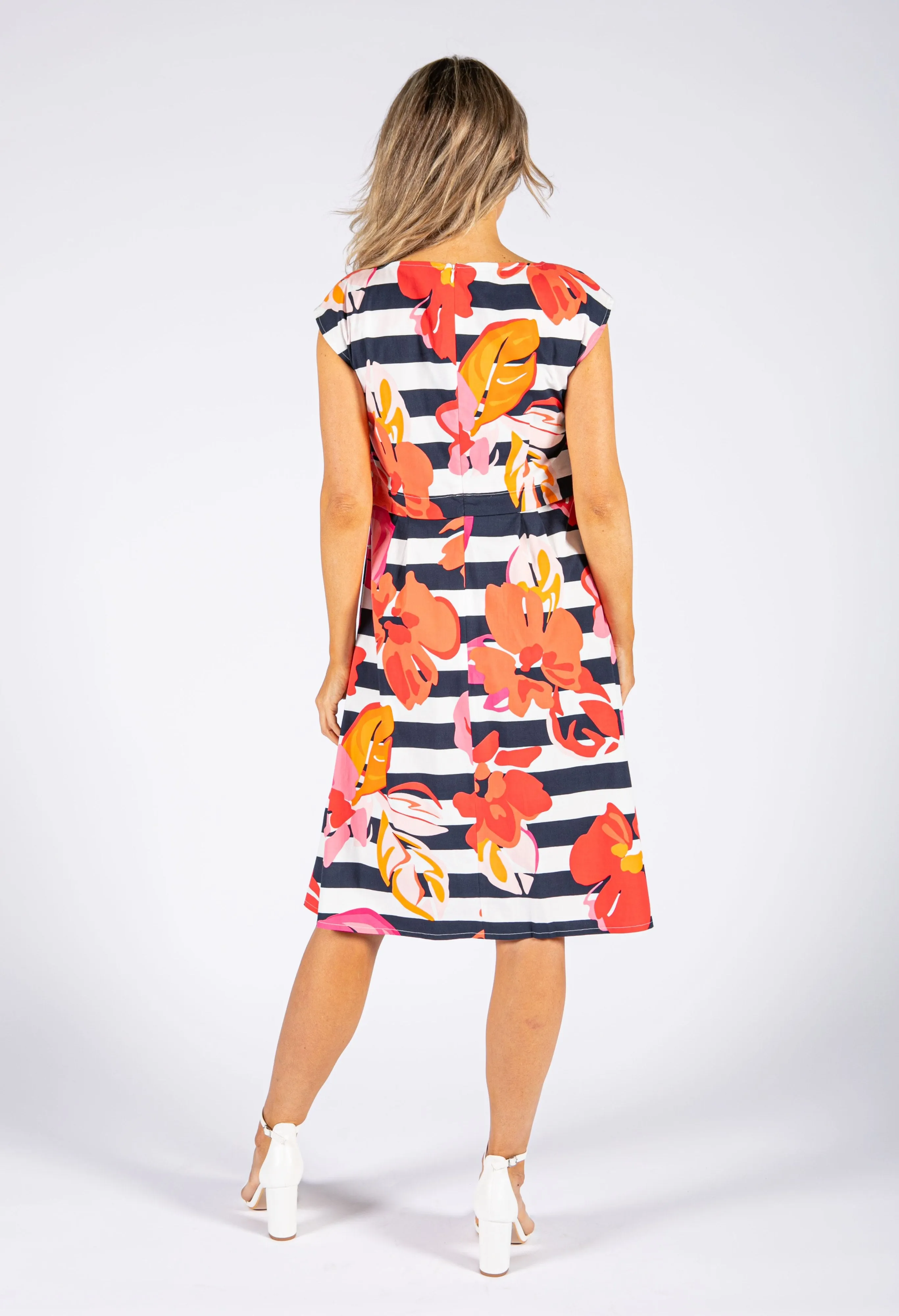 Abstract Floral Print Layered Style Dress