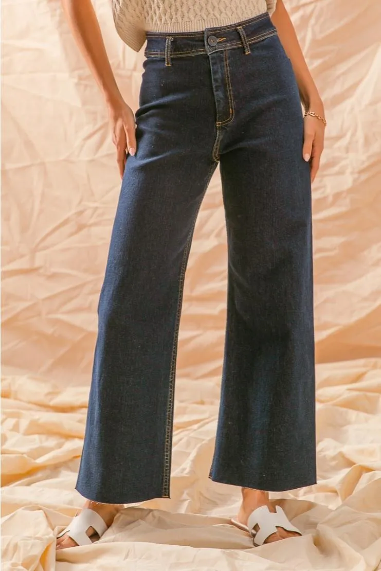 Amani Dark Denim High Rise Wide Leg Pants