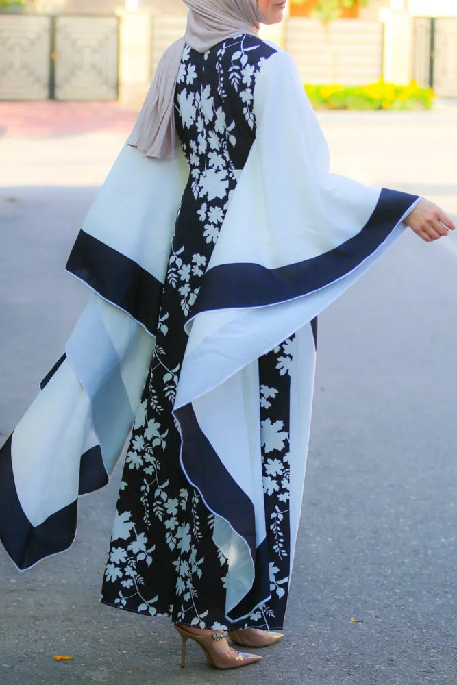 Anastasia contrast batwing kimono extra dramatic sleeves dress fully lined maxi length