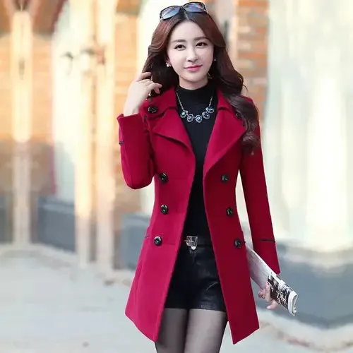 Autumn Winter Women Wool Coat 2024 Ladies Woolen Long Coat Female