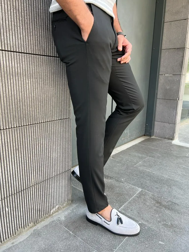 Bojoni Veneta Slim Fit Black Trousers