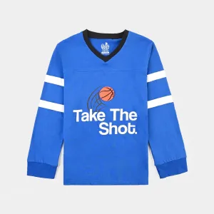 Boys Cotton Jersey T-Shirt F/S Take The Shot-Blue