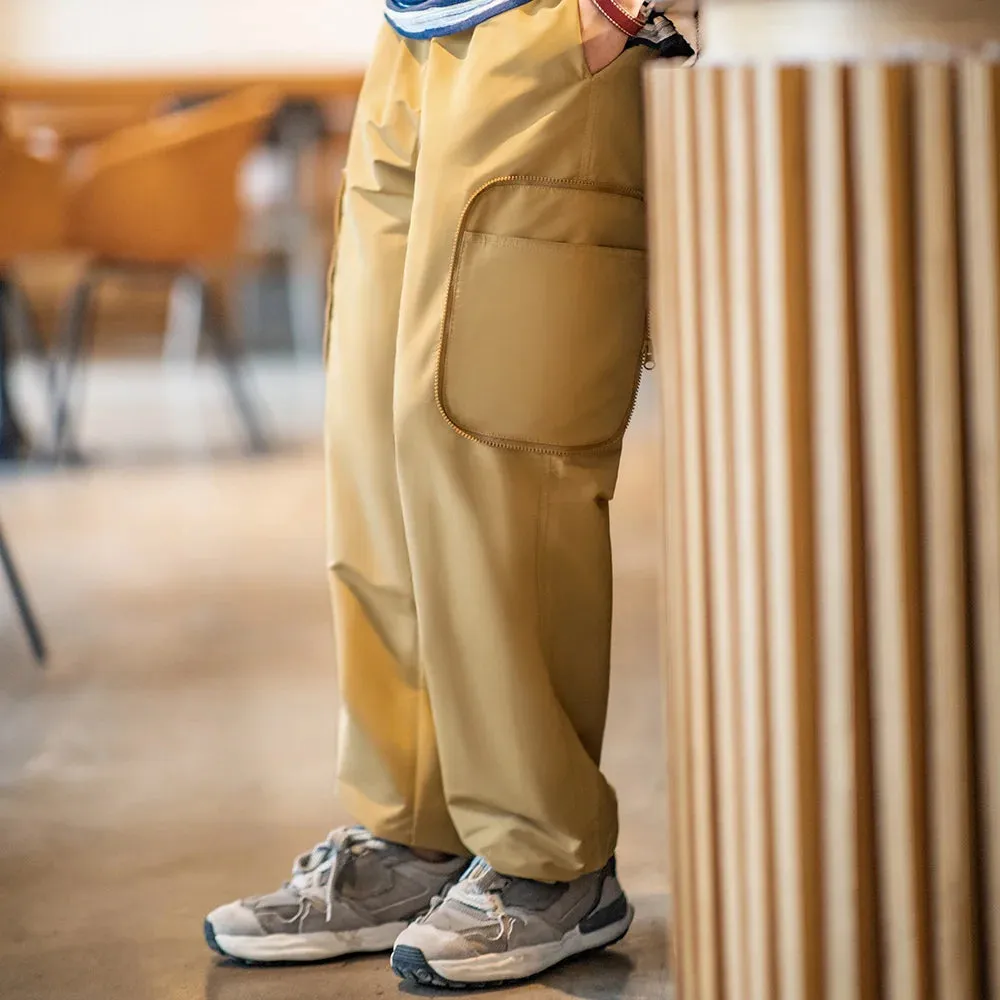 Casual Straight Pants Men's Loose Drawstring Deformable Wide Leg Trousers