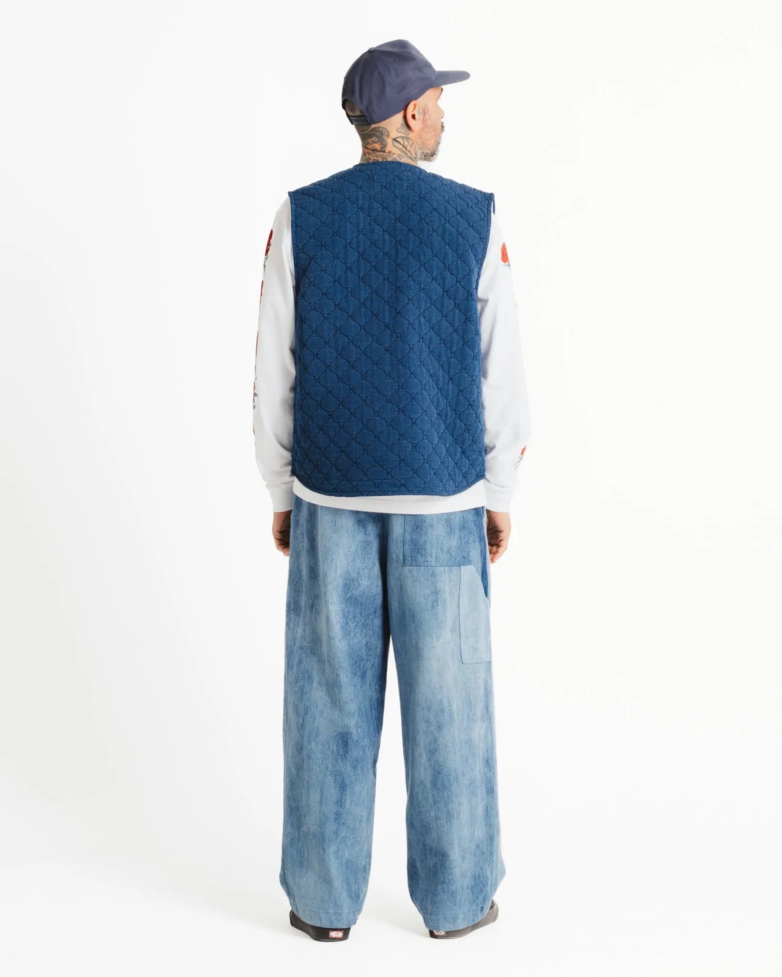 Deck Vest Padded Denim Stone Blue