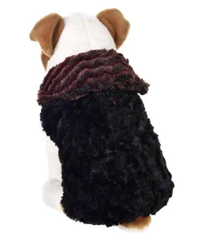 Dog Coat, Reversible - Desert Sand Faux Fur with Cuddly Fur in Black