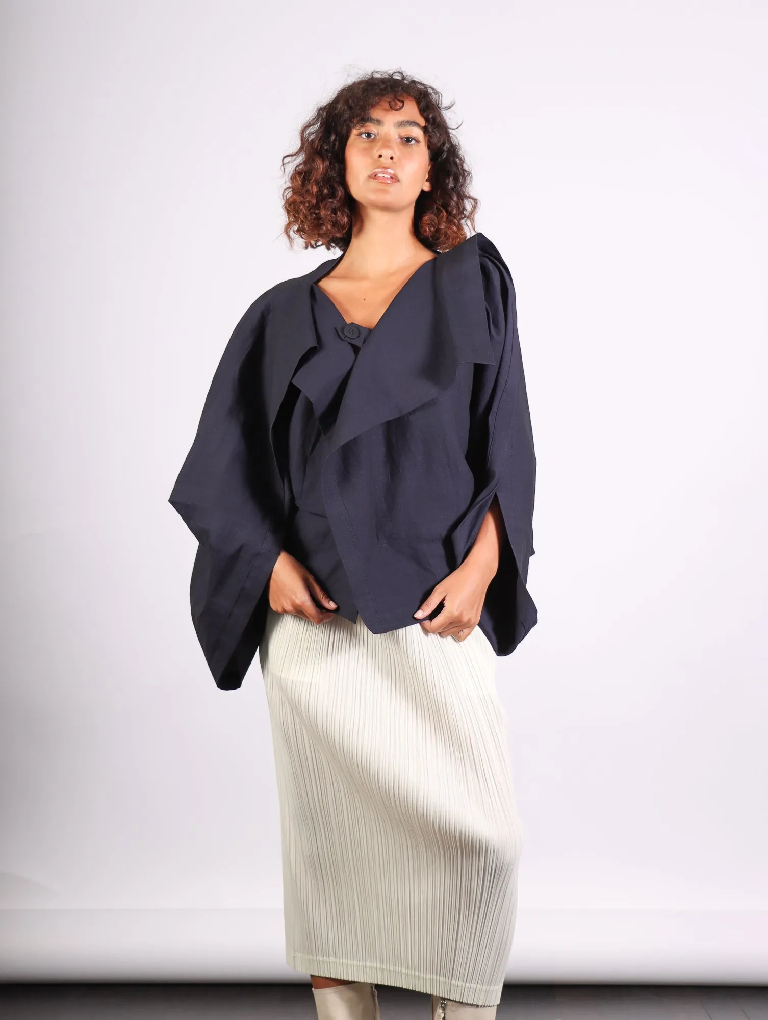 Enclothe Cardigan in Navy by Issey Miyake