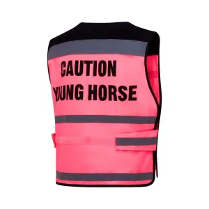 Equisafety Reflective Air Waistcoat Pink - CAUTION YOUNG HORSE