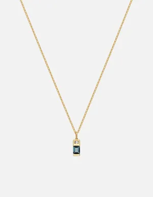 Everett London Blue Topaz Necklace, Gold Vermeil/Baguette Sapphire