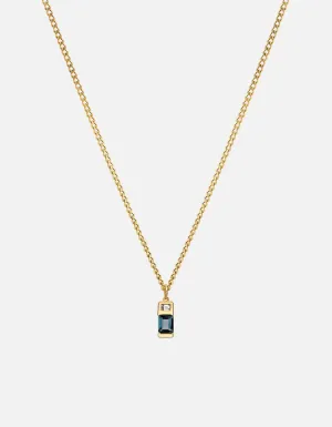 Everett London Blue Topaz Necklace, Gold Vermeil/Baguette Sapphire