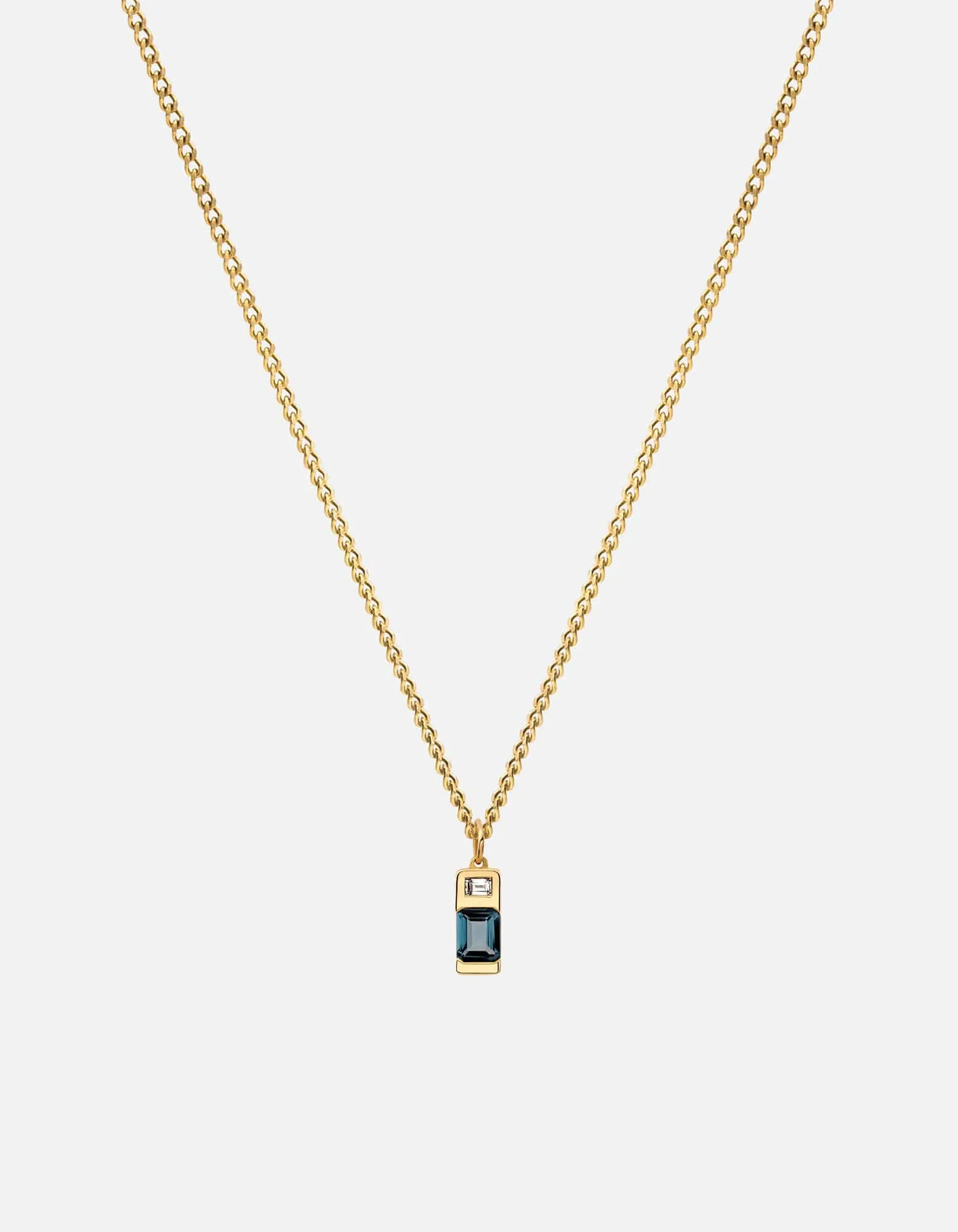 Everett London Blue Topaz Necklace, Gold Vermeil/Baguette Sapphire