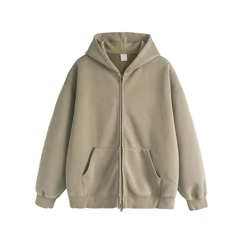 Faire Echo heavyweight solid color zip-up Hoodie