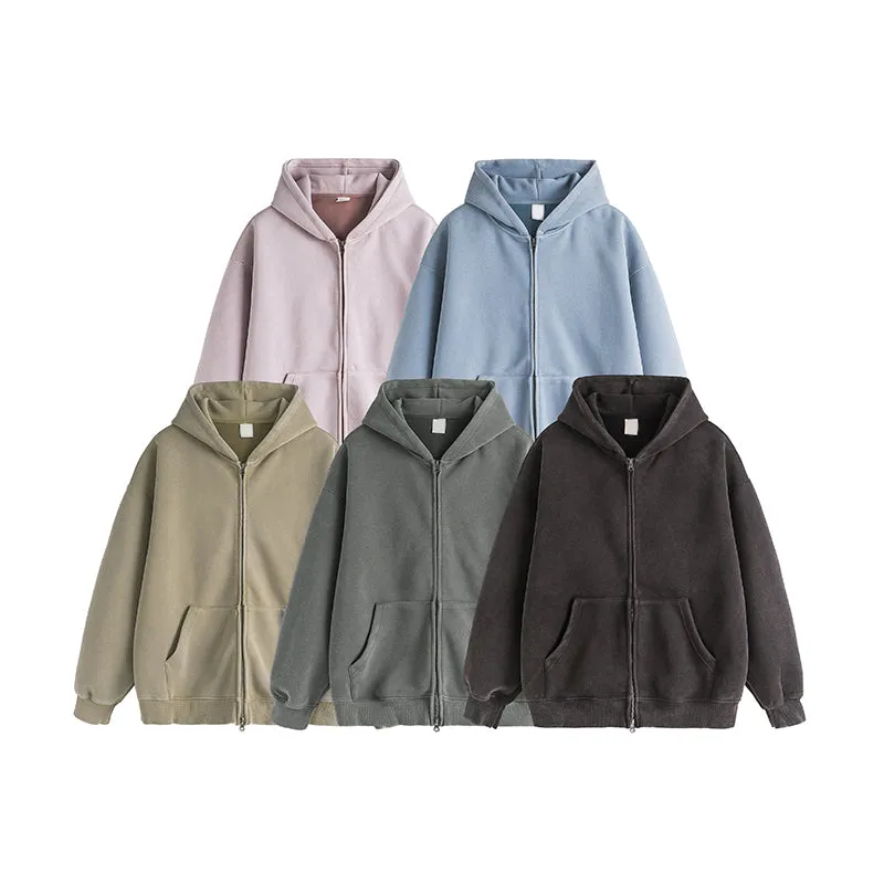 Faire Echo heavyweight solid color zip-up Hoodie