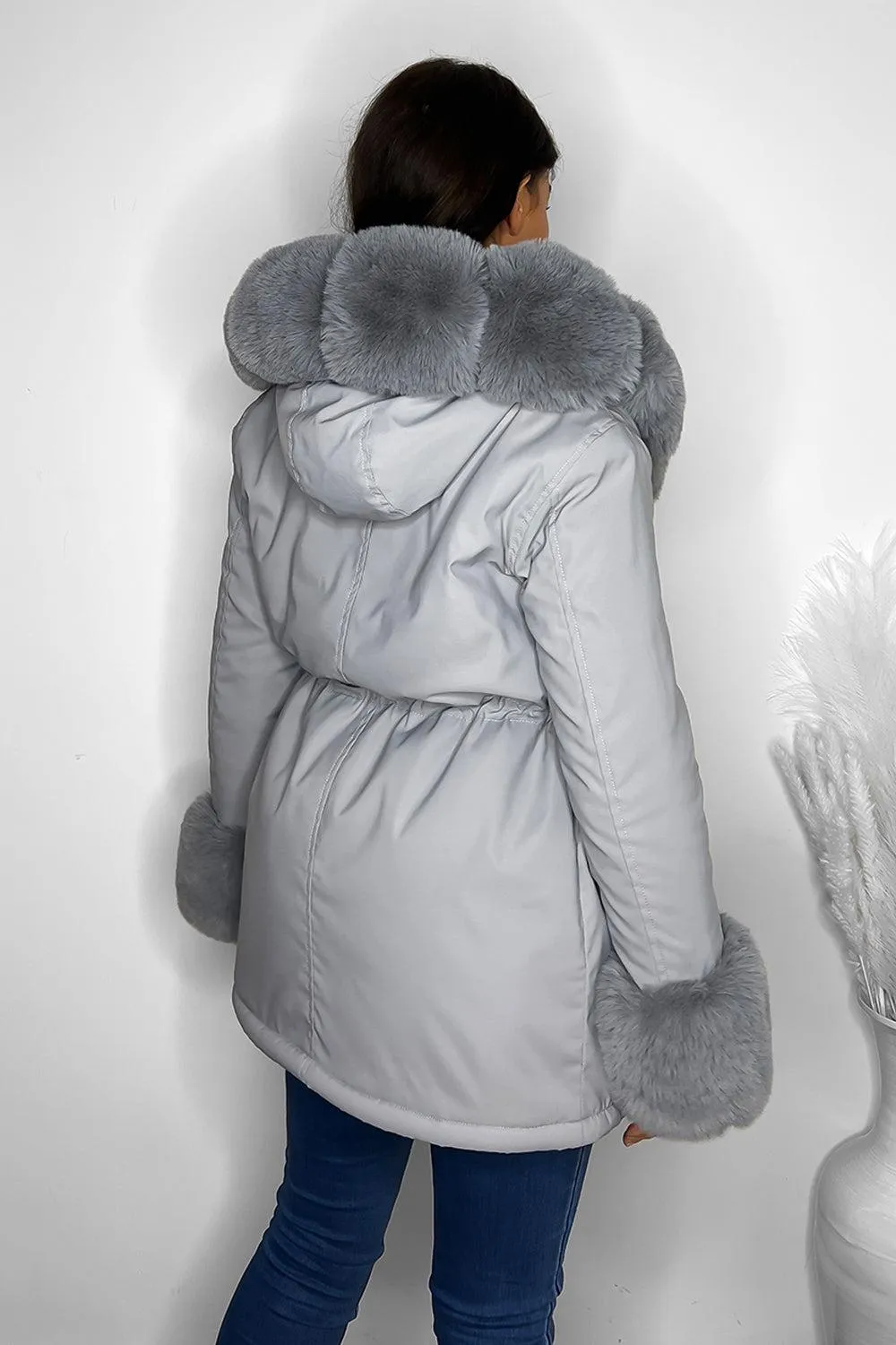 Faux Fur Detachable Fully Lined Versatile Hooded Winter Jacket