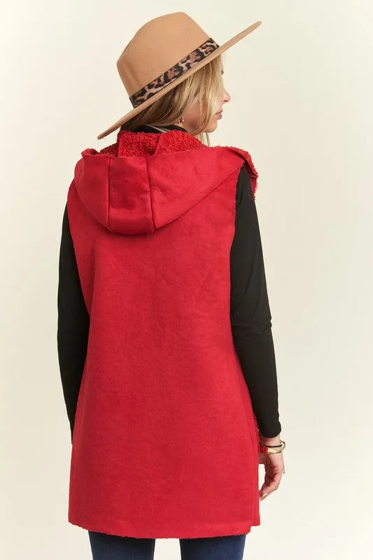 Faux Suede Hoodie Vest