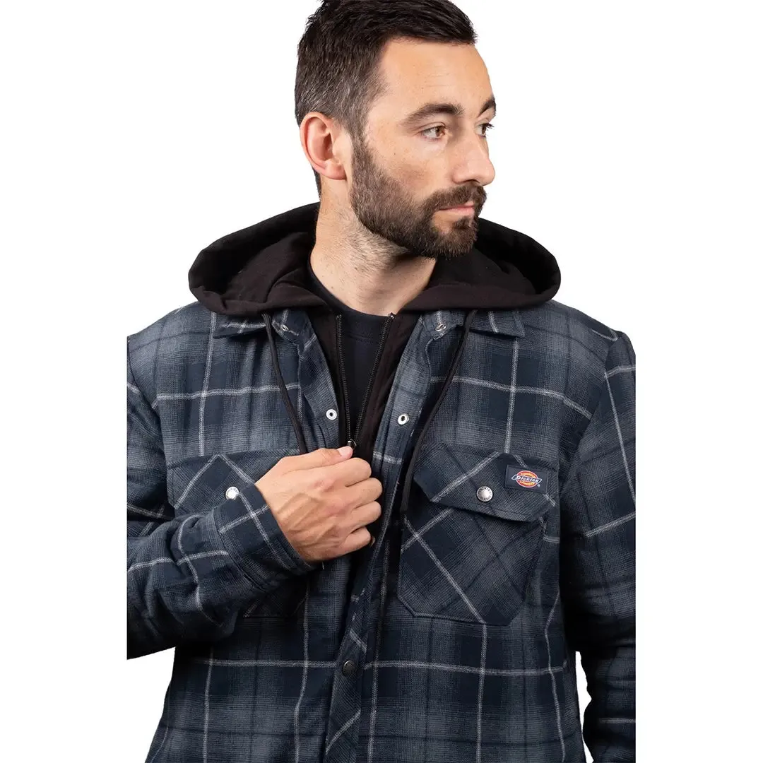 Fleece Hood Flannel Shirt Jacket - Navy by Dickies