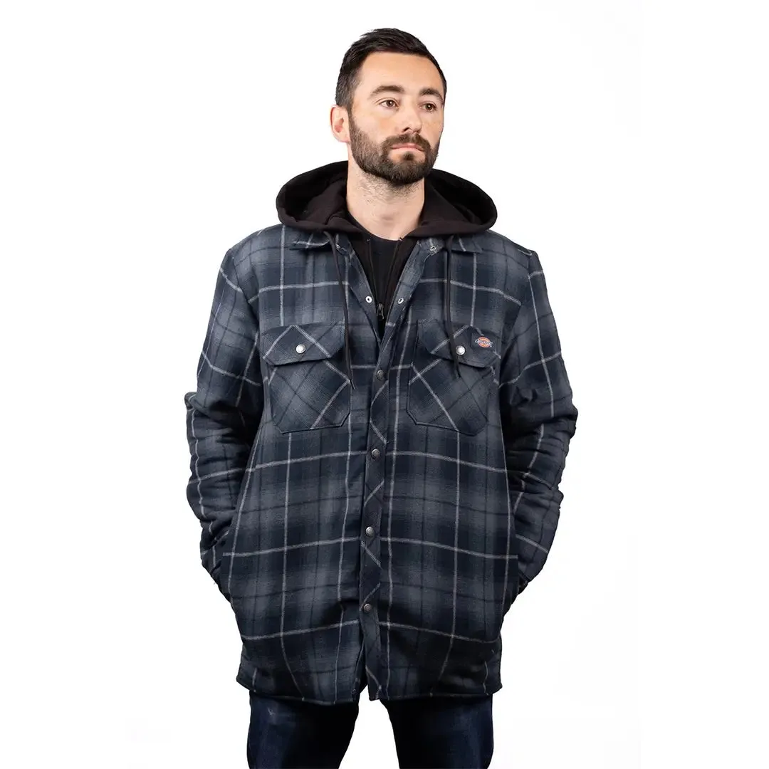 Fleece Hood Flannel Shirt Jacket - Navy by Dickies