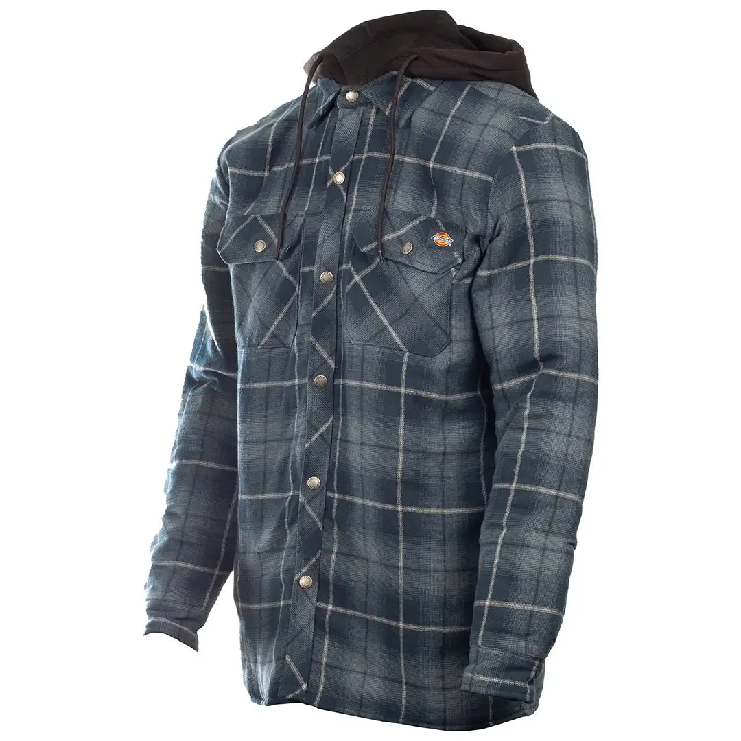 Fleece Hood Flannel Shirt Jacket - Navy by Dickies