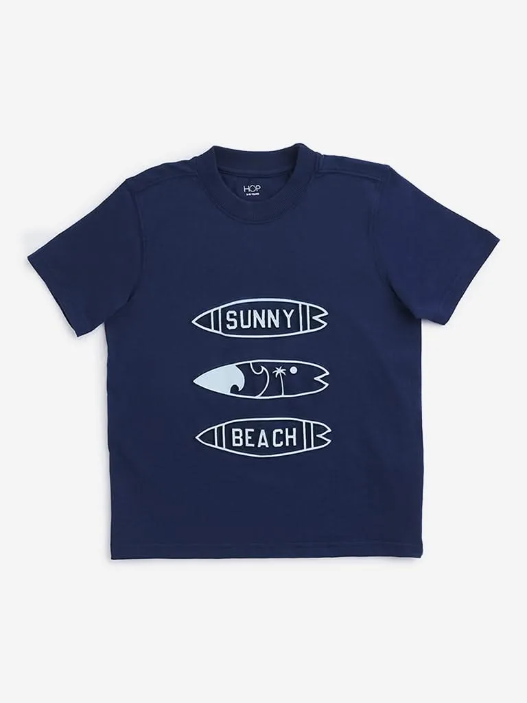 HOP Kids Navy Text Design T-Shirt