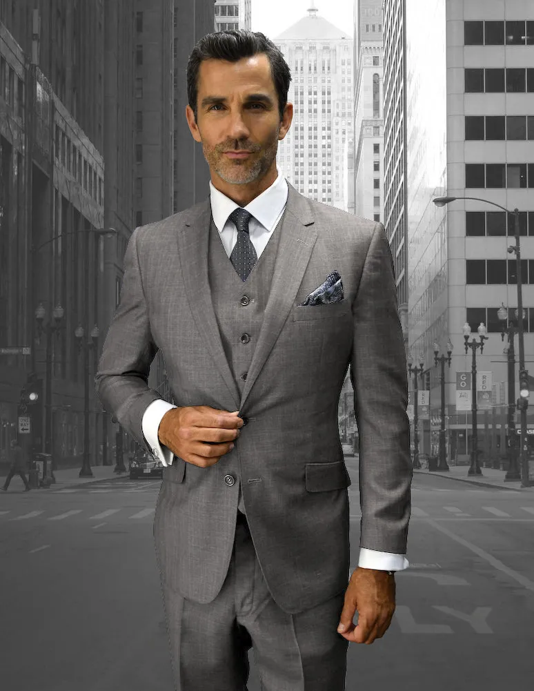 HUGHE GREY 3 PC MODERN FIT SUIT