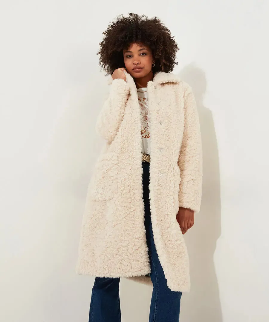 Joe Browns 10 Cream Cosy Up Furry Coat