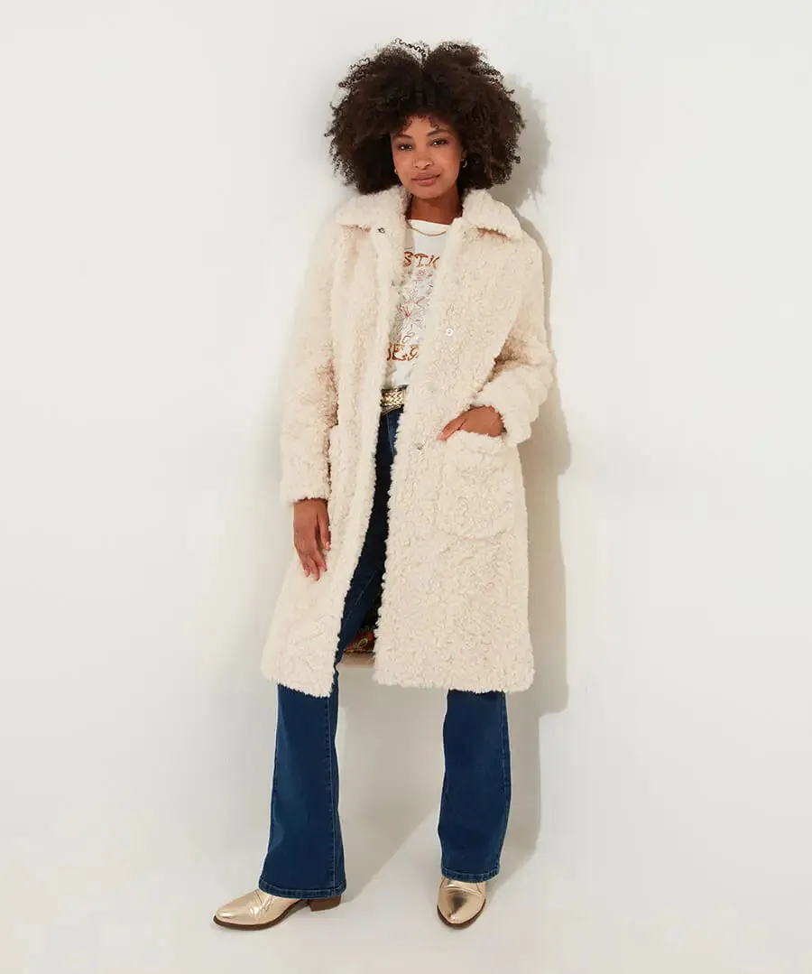 Joe Browns 10 Cream Cosy Up Furry Coat