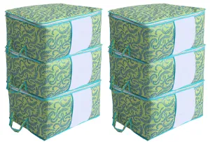 Kuber Industries Metalic Print 4 Pieces Non woven Under Bed Storage Bag, Green