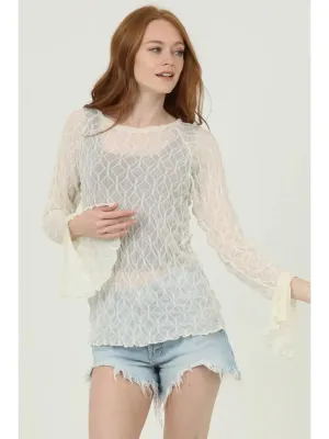 Lace Layering Top with Flare Sleeve