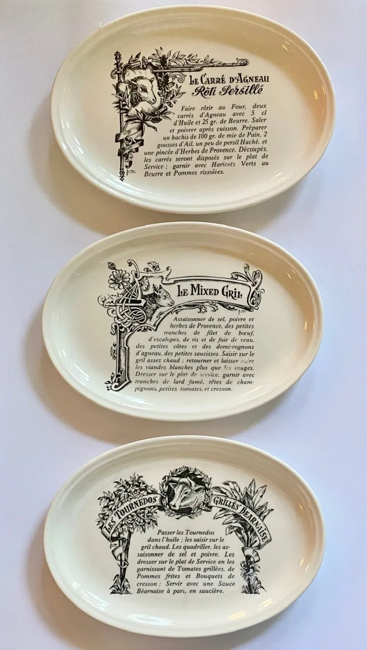 Les Andouillettes Aux Pommes French Advertising Black Transferware Platter Gien w/ Pig Boar (Copy)