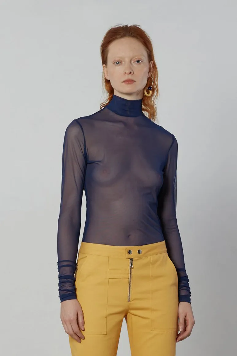 Long Sleeve Mesh Turtleneck - Marine