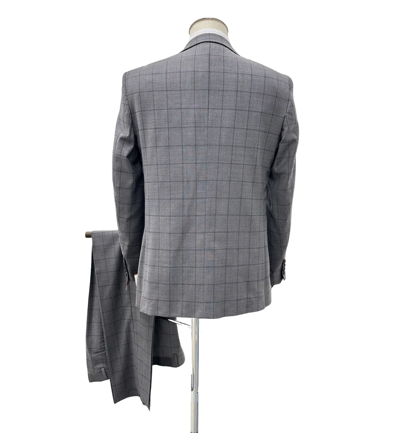 MDZ Windowpane Modern Fit Wool Suit - Charcoal Gray