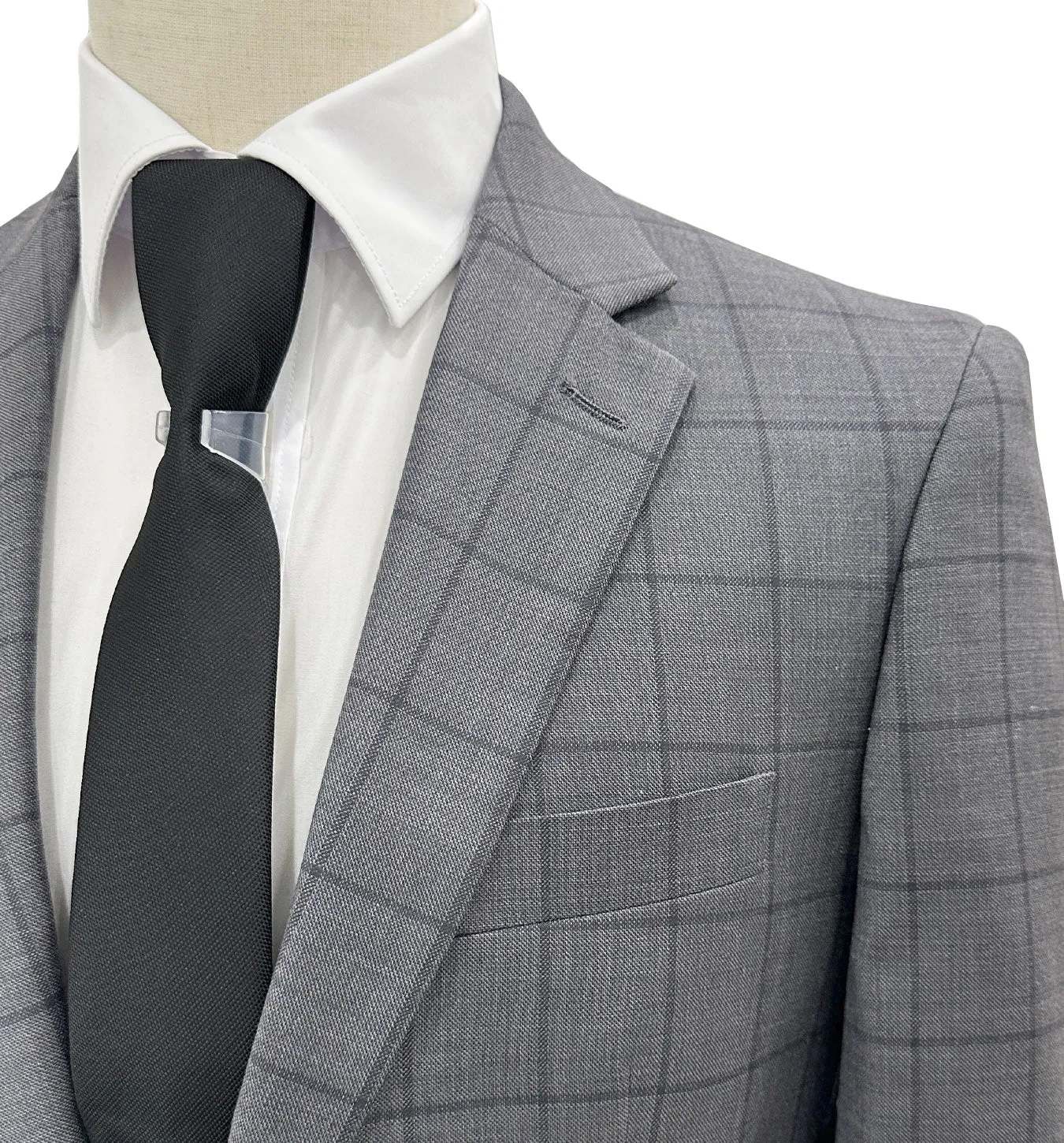 MDZ Windowpane Modern Fit Wool Suit - Charcoal Gray