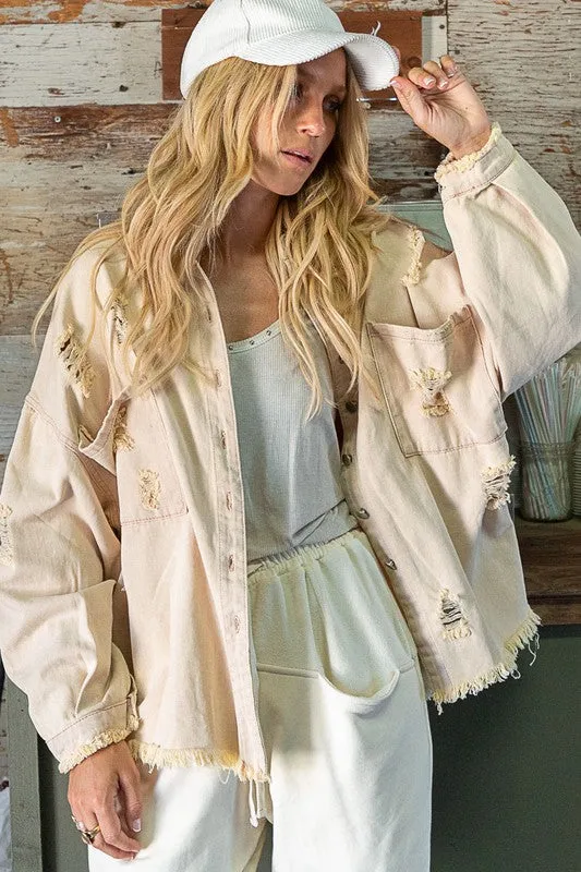 POL Distressed Oversized Jacket