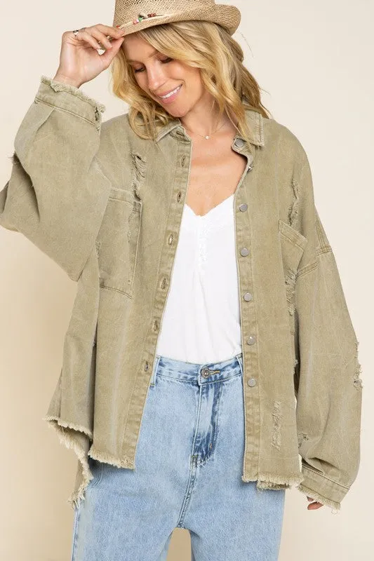 POL Distressed Oversized Jacket