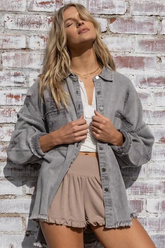 POL Distressed Oversized Jacket