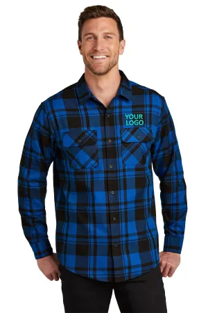 Port Authority Plaid Flannel Customized Shirts, Royal/ Black