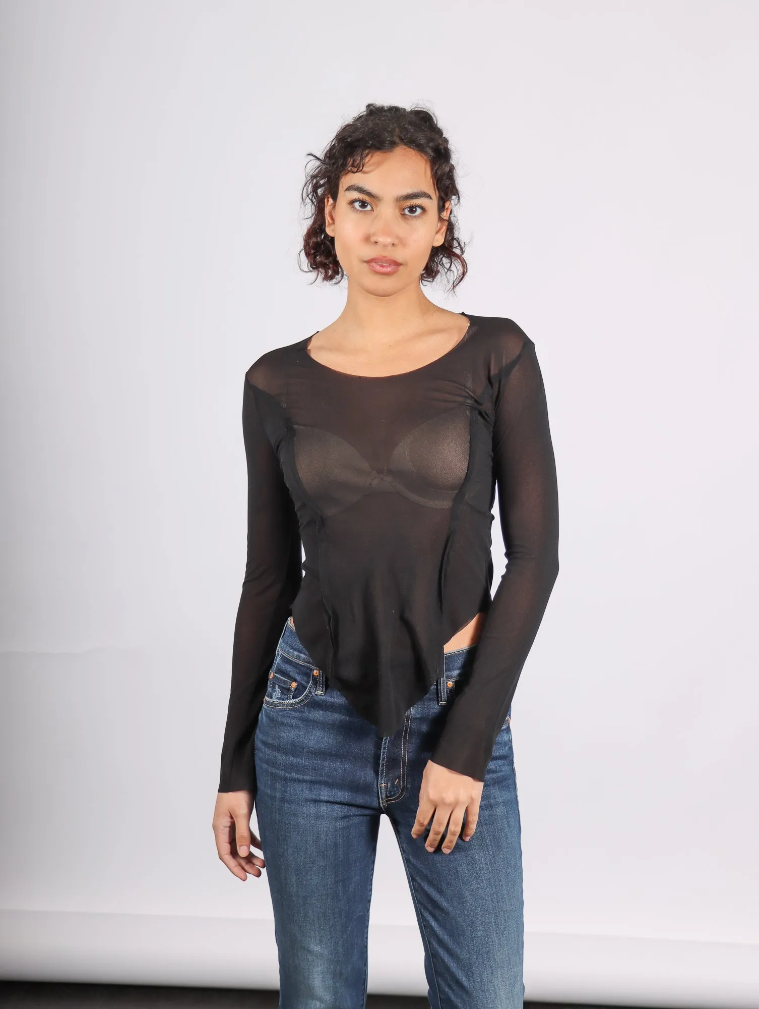 Sheer Longsleeve Shirt in Black by Serien°umerica