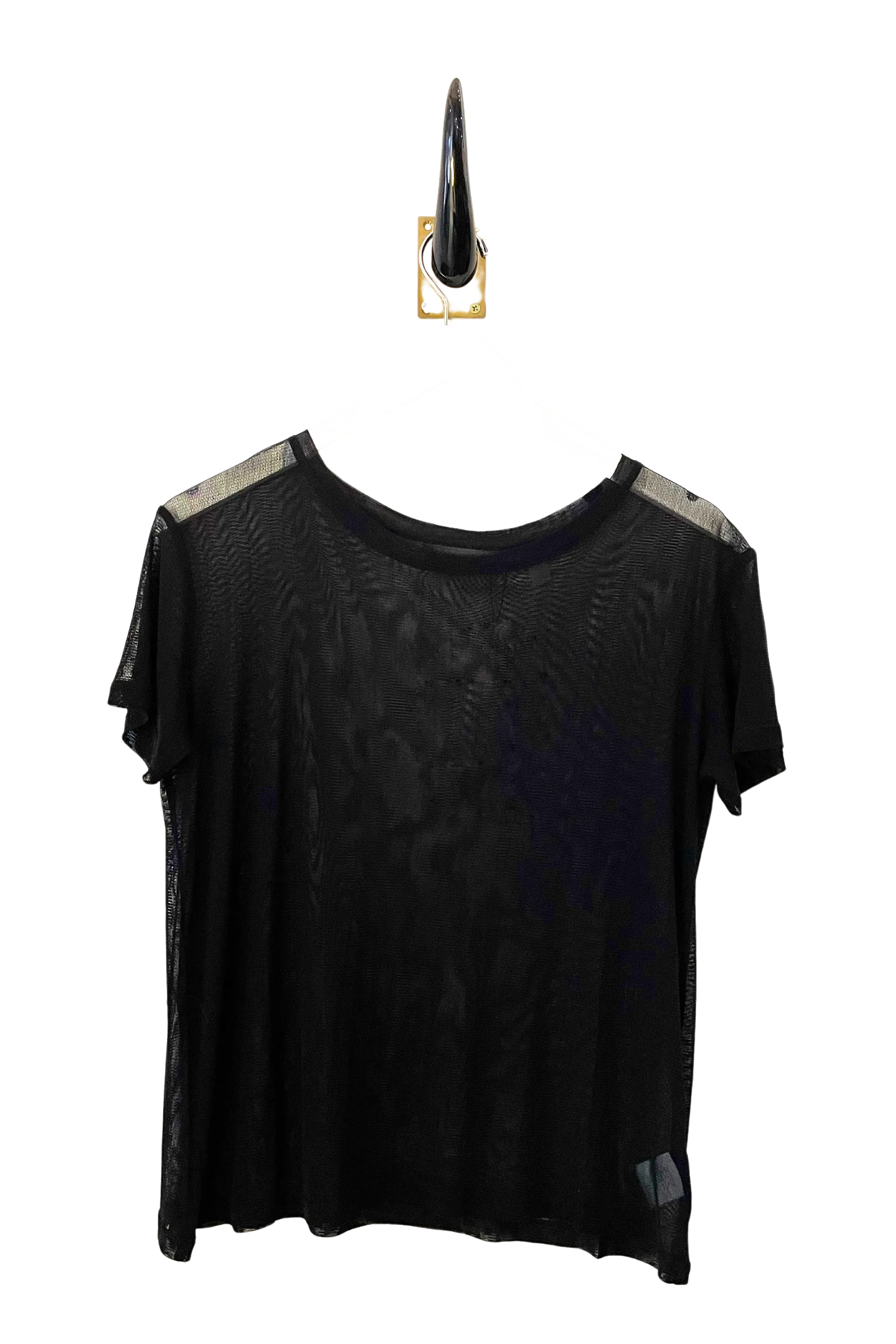 Silk Tulle Boyfriend Top -Black