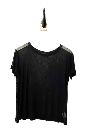 Silk Tulle Boyfriend Top -Black