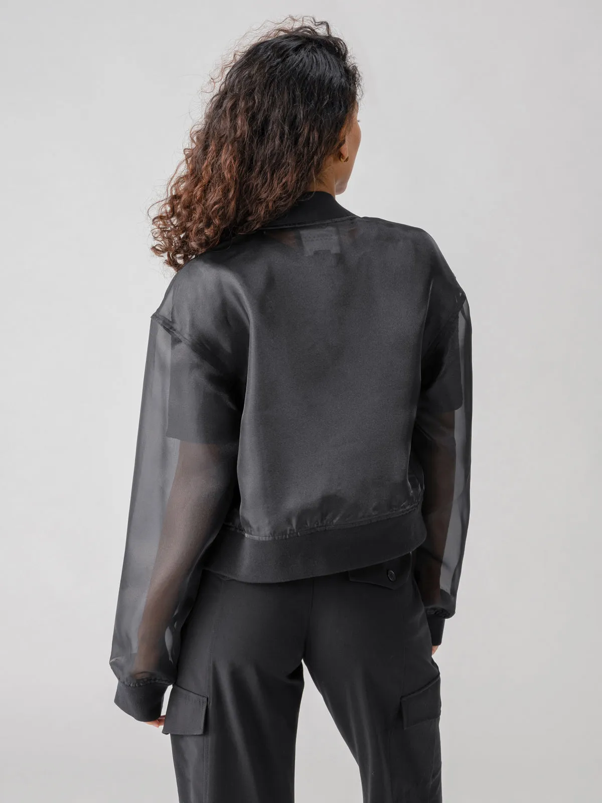 Skyline Organza Bomber Jacket Black