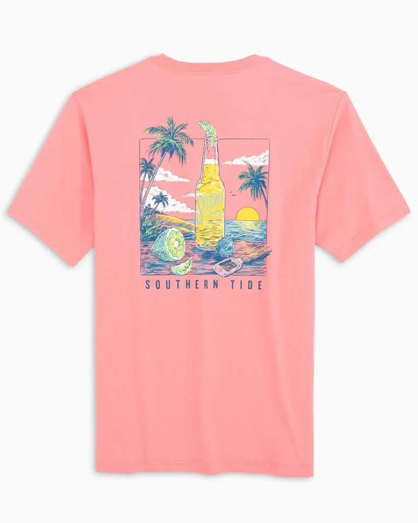 Southern Tide Men's SS Cerveza Sunset Tee / Citrus Punch