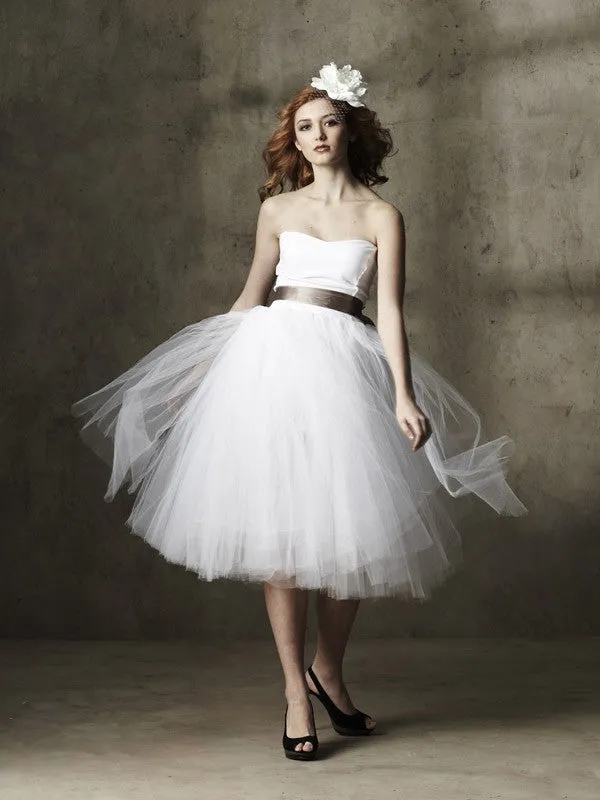 Strapless Ballerina Style Short Wedding Dress