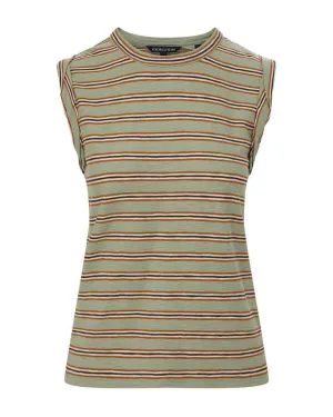 Veronica Beard Dree Striped Muscle Tee Sage Multi