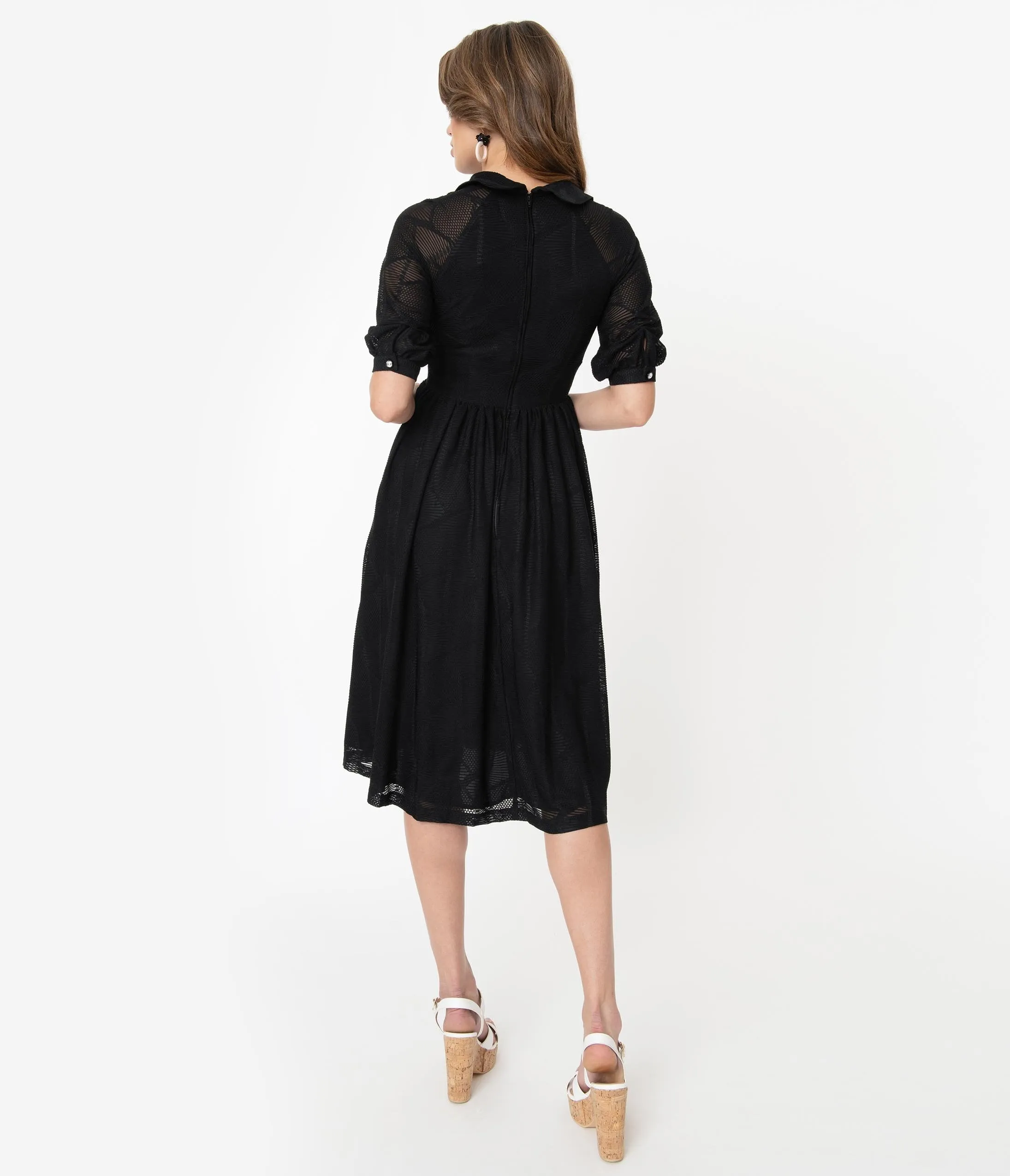 Vintage Style Black Lace Lily Swing Dress