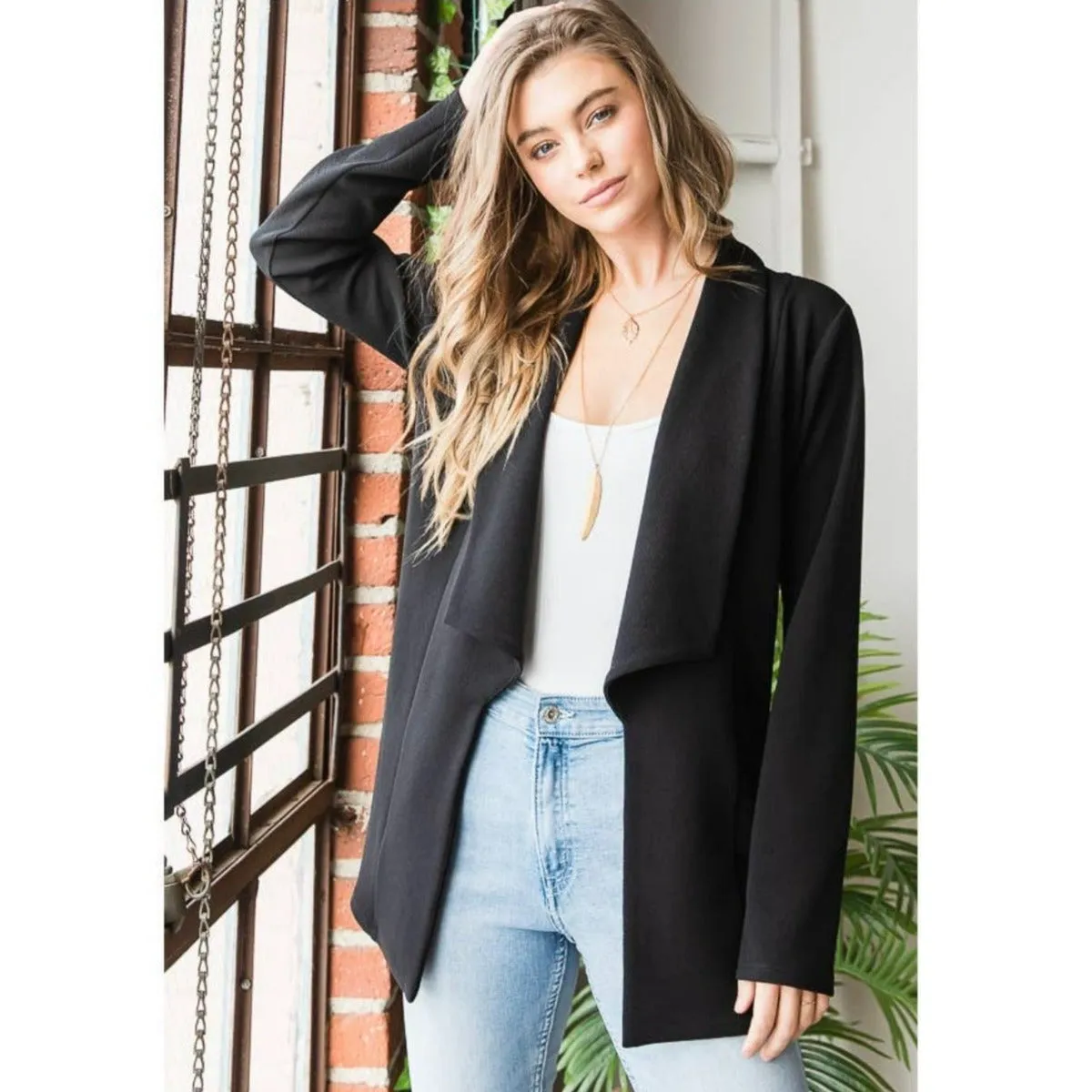 Waterfall Solid Open Blazers