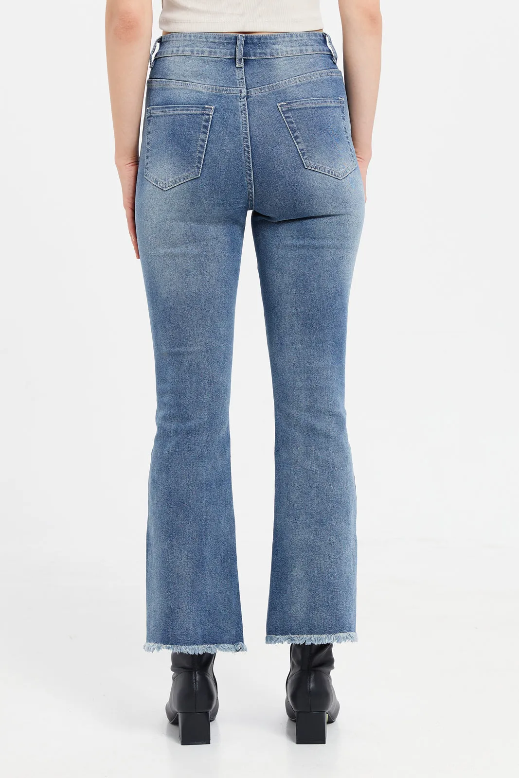 Women Blue High Rise Fit Flare Jeans