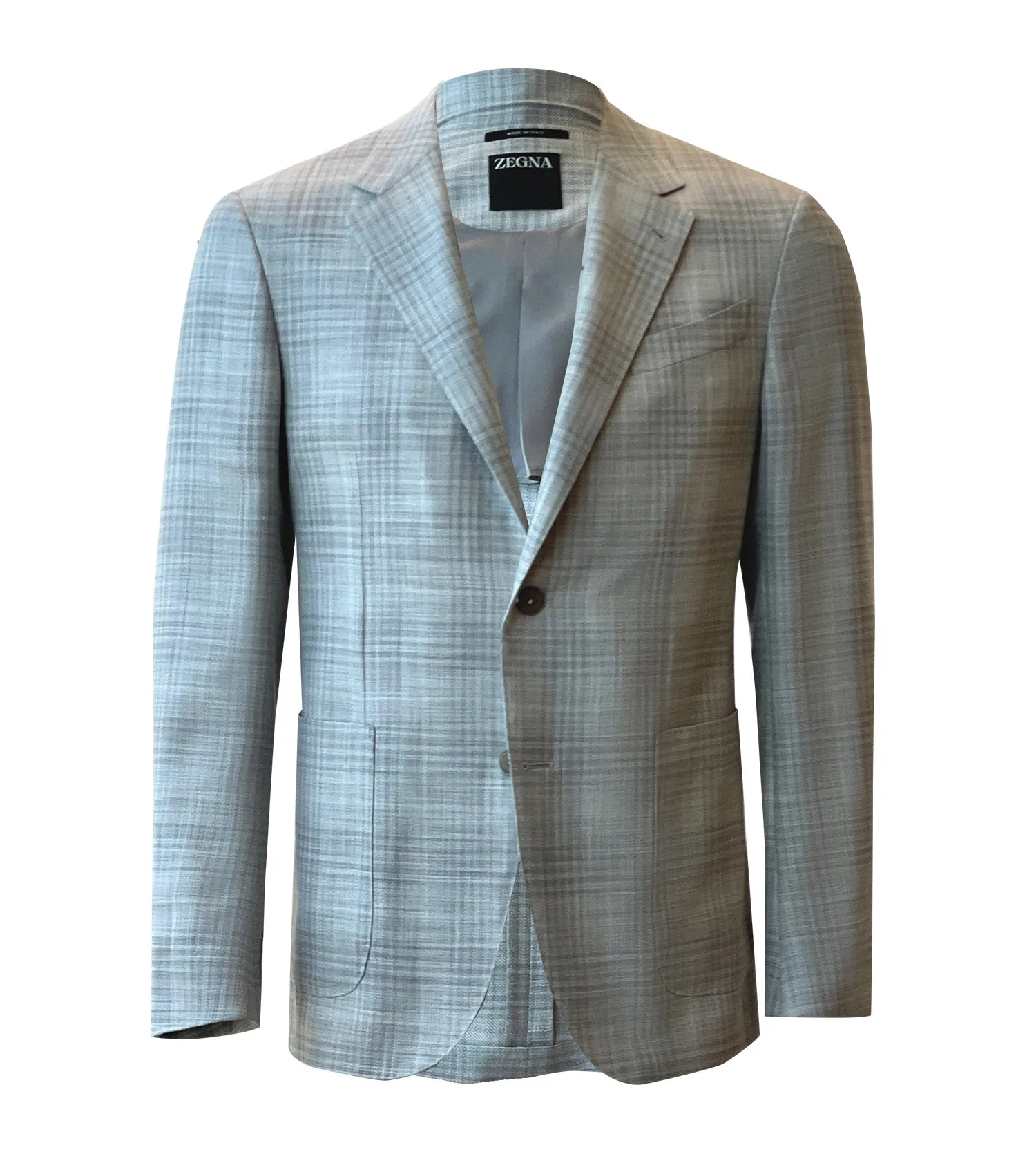 ZEGNA Wool and Silk Check Jacket